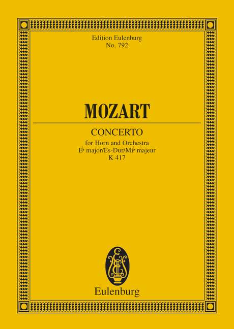 Mozart: Horn Concerto No. 2 Eb major KV 417 (Study Score) published by Eulenburg